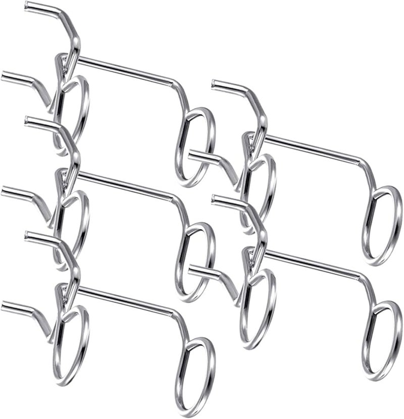 Metal Pegboard Hooks 5pcs Double Ring Screwdriver Holder Tool Rack Garage Workshop Storage - Image 1